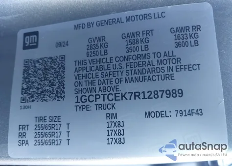 2024 Chevrolet Colorado 4Wd Lt from USA, damaged, VIN 1GCPTCEK7R1287989